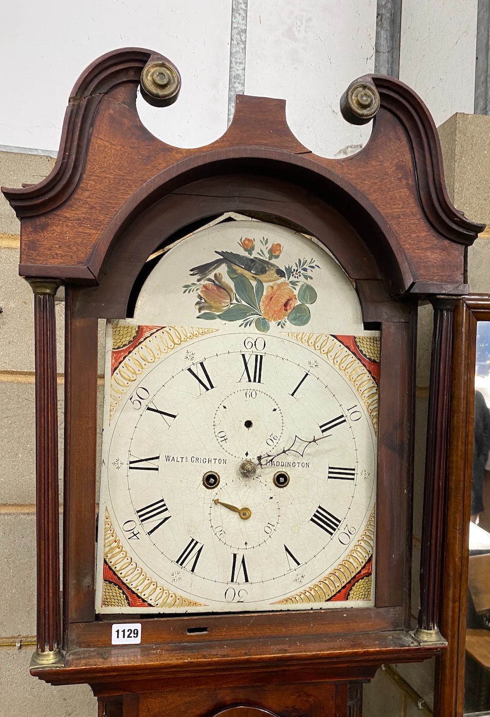 An early 19th century Scottish oak eight day longcase clock marked Walter Crighton, Haddington, with painted dial, height 218cm